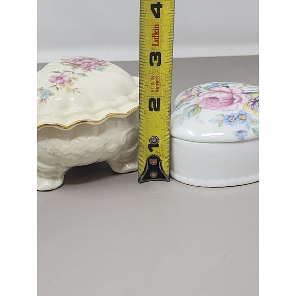 Vntg Liette Hand Decorated‎ In The USA&Unmarked Heart Shaped Trinket Boxes - Picture 9 of 9